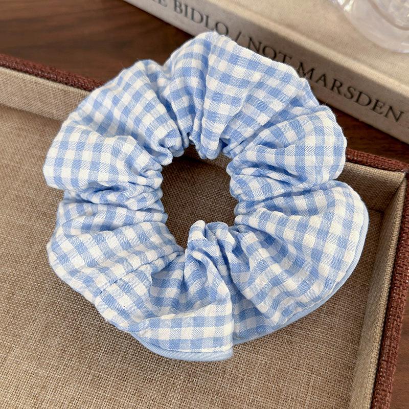 

Sea Blue Polka Dot Scrunchies Fashion Gilrs Floral Plaid Large Intestine Hair Ties Ropes Women Sweet Versatile Rubber Bands