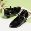Spring Autumn Children Black Shoes Elegant Party Wedding Girls' Dress High Heels with Bowknot Charm Kids Princess Leather Shoes