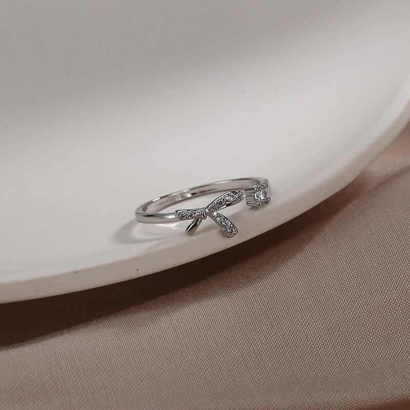 New 925 Sterling Silver Butterfly Rings For Women Open Design Zircon Bowknot Ring Wedding Jewelry Gift S-R1183