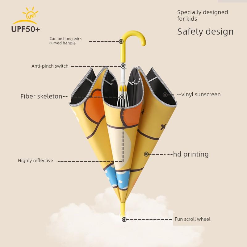 Children's Umbrella for Kindergarten, Baby, Boys and Girls, Kids, Students, Cartoon School Umbrella, Safe, Portable, Transparent Umbrella