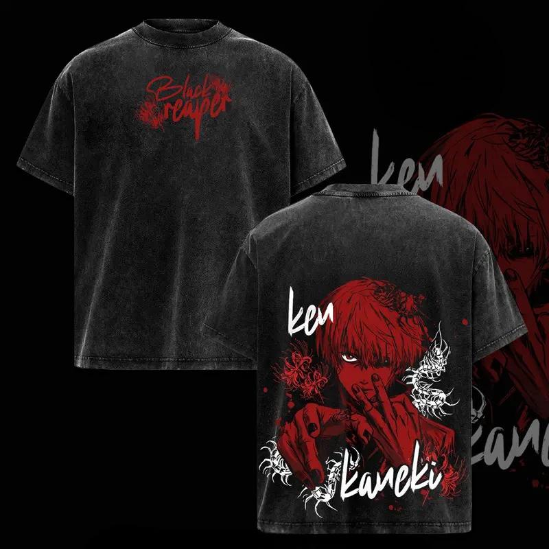 Tokyo Ghoul Kaneki Ken Cool Graphic Tshirt Men Women Clothing Short Sleeve Cotton T-shirts Washed Tee Harajuku Unisex T Shirt