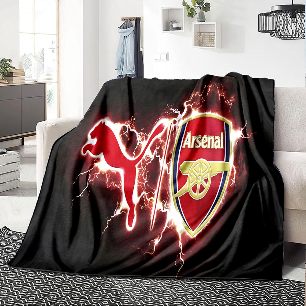 Coperta in Flanella con Stemma dell'Arsenal Football Club, Poliestere Morbido, Design Moderno, Per Tutte le Stagioni per Campeggio, Viaggi, Regali per Feste o Compleanni