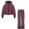 Damen Winter Kapuzen Reißverschluss Bordeaux Ski Gepolsterte Parka Mantel Anzug Set Dame Winddicht Hose Hosen Trainingsanzug