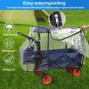 Rain Cover for Wagon, Wagon Rain Wind Cover Waterproof Push-Pull Wagon Rain Cover Canopy Folding Trolley Cart Accessories