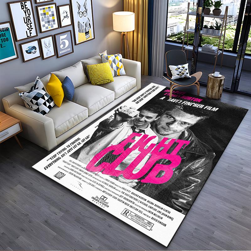 Area Rug, Fight Club 1999 Brad Pitt Edward Norton Pink Soap Graphic Poster, Living Room Decor, Non-Slip Mat