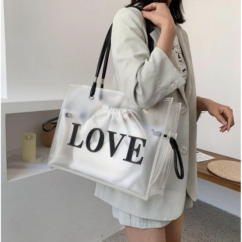 

Tote Bag Large-capacity Transparent Jelly One-shoulder Cross-body Trendy 2026 New Korean Style Women s Cross-border матовий колір білий