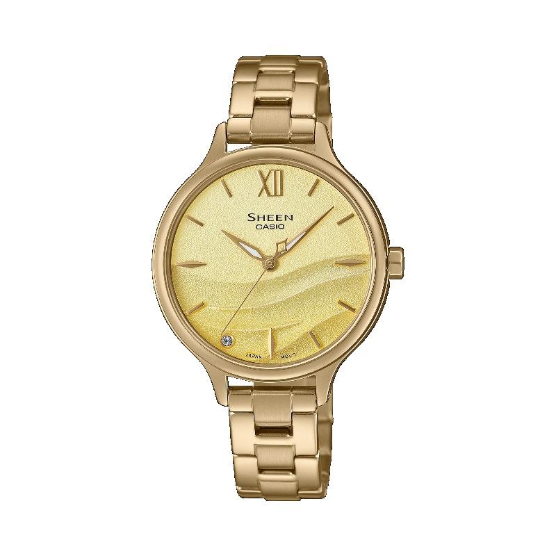 Casio Men s Stainless Steel 50M Water Resistant Analog Quartz Watch SHE-4550G-9A золотой