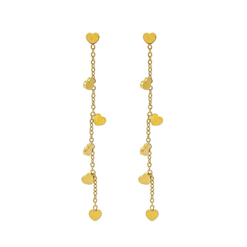 Light Luxury Simple Love Heart Long Fringed Earrings Personalized Fashion Niche Stud Earrings
