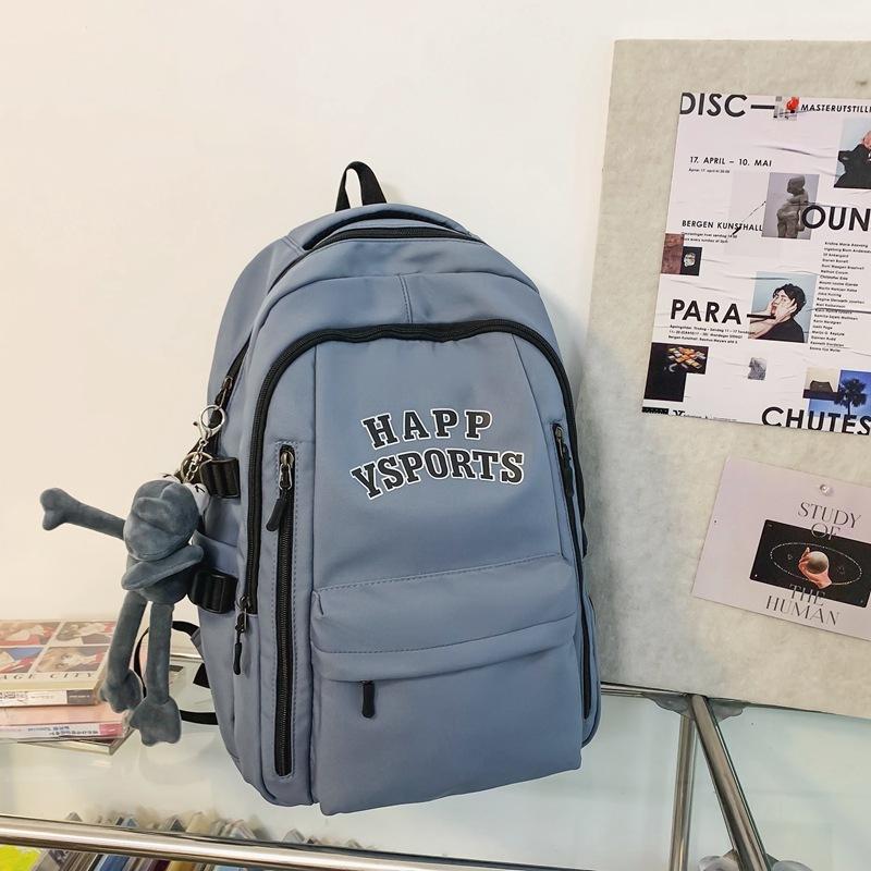 Schoolbag Female Korean Version Versatile High School Junior High School Student Backpack Japanese Alphabet Printing Couple Large Capacity Backpack