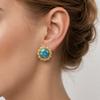 Huibao Vintage Round Stud Earrings for Women Stainless Steel Gold Plated Turquoise Stone Imitation Pearl Beaded Earrings
