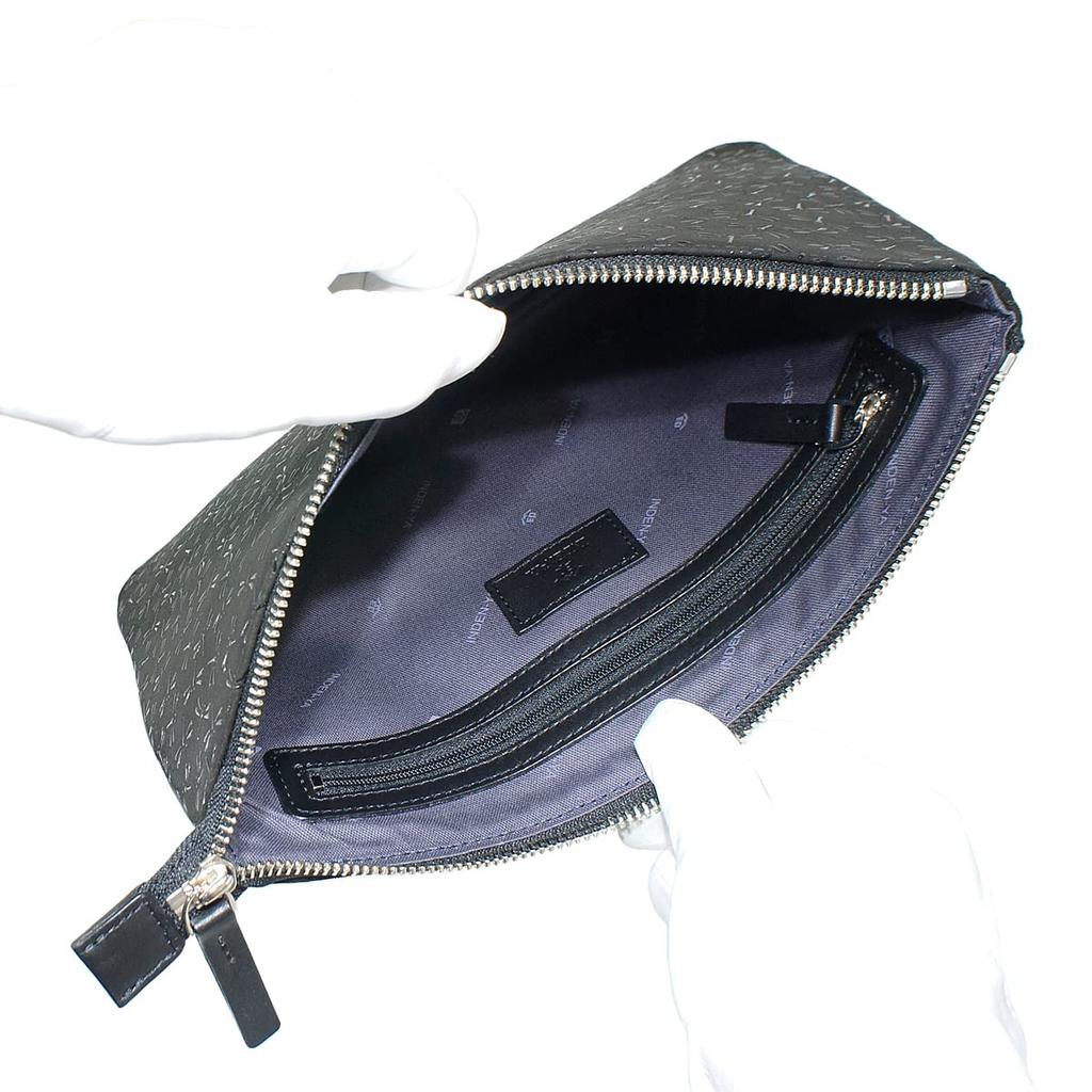 Inden Shoulder Bag Sacoche Crossbody Deerskin Black X Black Lacquer Dragonfly Pattern [Indenya] 6614-01-008