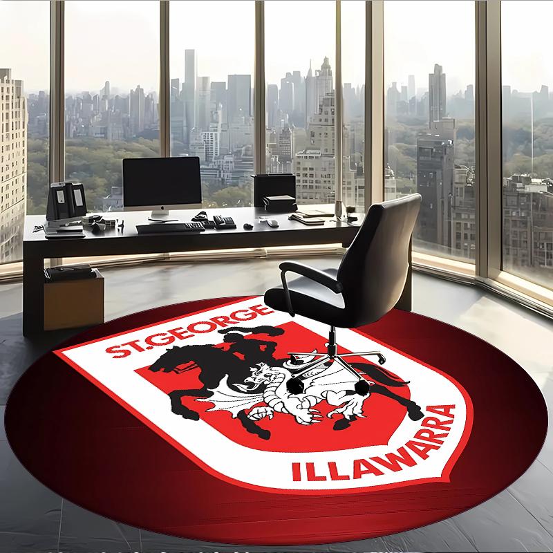 St George Illawarra Dragons (14) Runder Büroteppich Dekorativer Bodenteppich für Büro Schlafzimmer Wohnzimmer und Wohnbereich