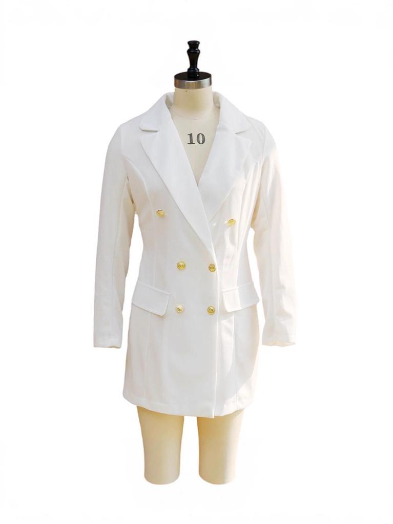 European and American Solid Color Double-Breasted Lapel Coat Dress - Autumn/Winter Collection