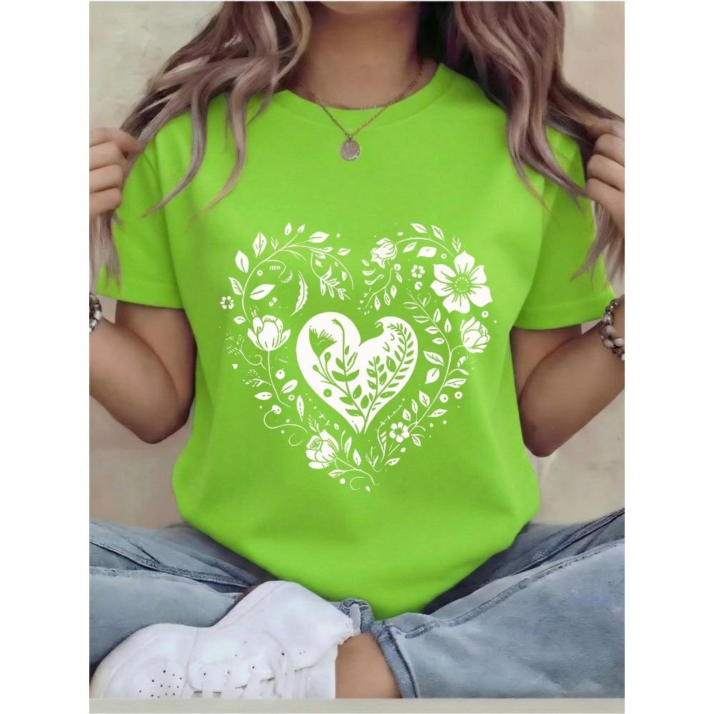 

Ladies Tshirt with Fun Printed Tshirt Casual Round Neck Short Sleeved Loose Top Comfortable To Wear All Season Holiday Gift S