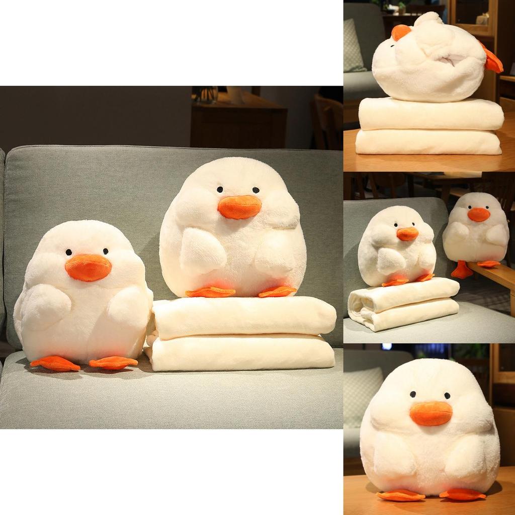 Cartoon Duck Warm Hand Pillow With Flannel Blanket For Office Napping And Travel Comfort