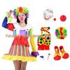 Halloween Clown Costume Set for Adults: Circus Outfit with Wig and Mask