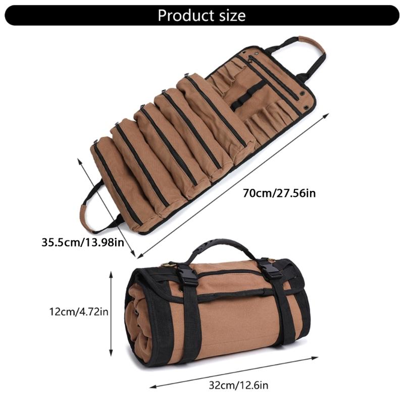 Versatile Tool Storage Bag with Large Capacity &Multiple Compartments Roll UP Tool Bag for Home Maintenance and Repair