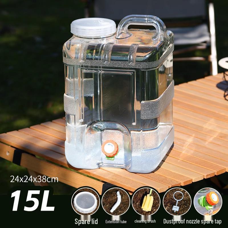 Großer transparenter Outdoor-Wassertank mit Hahn für Auto Reisen und Selbstfahrertouren.