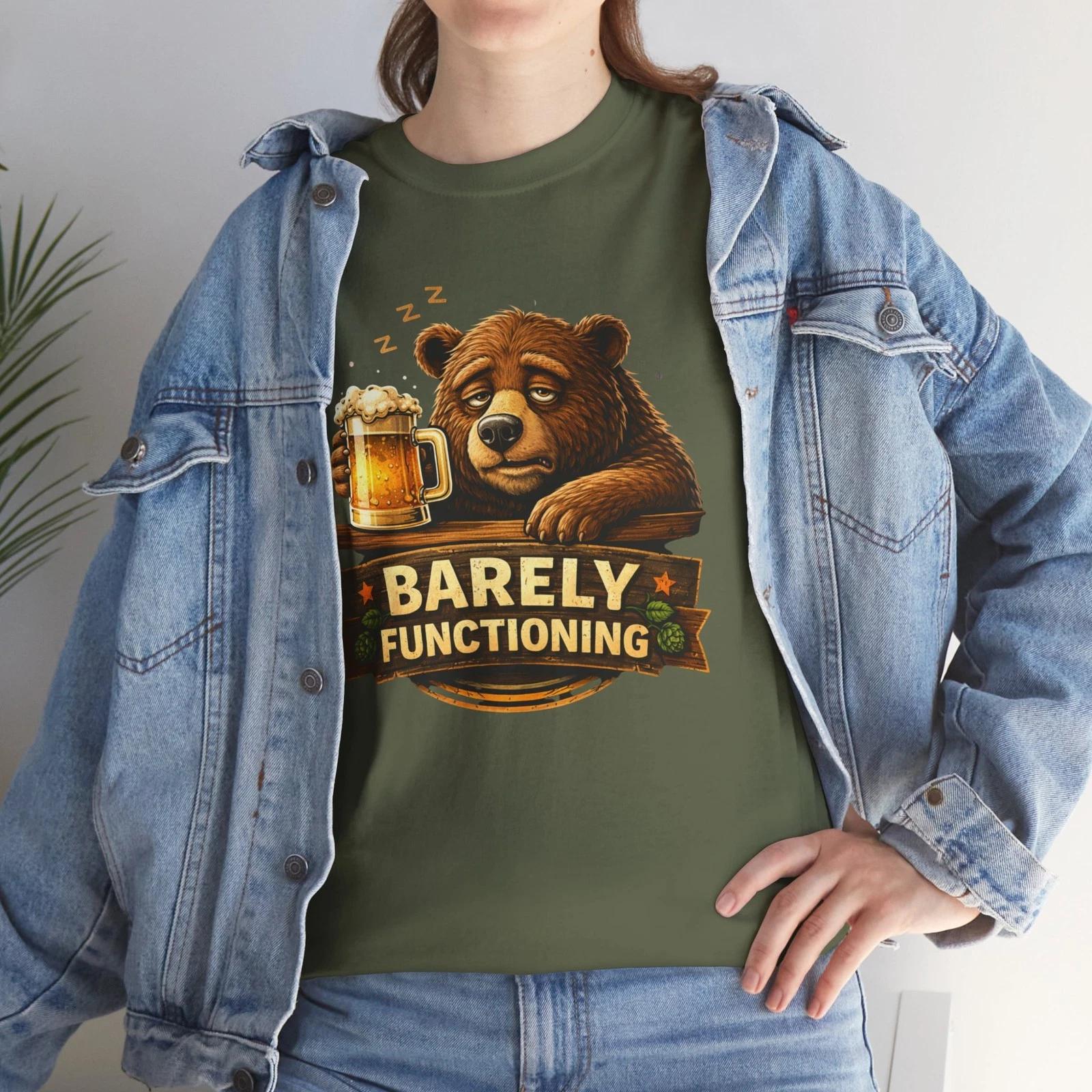 Sleeping Bear with Beer tee | Barely Functioning beer  Children s T-shirt 100