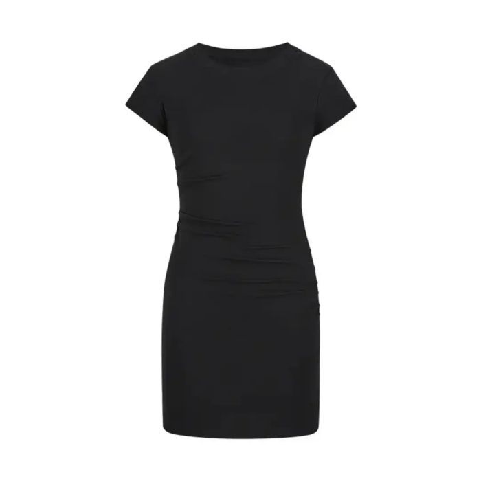 New Gray Pleated Slim-fit Dress Slim-fit and Thin Inside Temperament Hip-wrapped A-word Short Skirt Round Neck Skirt