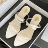 Summer White Sandal For Women 2025 Fashion Corss Ankle Buckle Strap Ladies Shoes Pointed Open Toe Thin Low Heels Sandalias