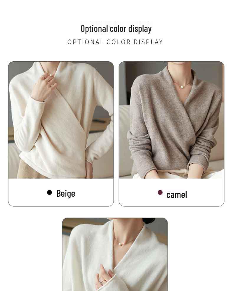 Chic Wool Knit V-Neck Cardigan: Casual, Loose Fit, Slimming, Long Sleeve Sweater for Women (Autumn/Winter)