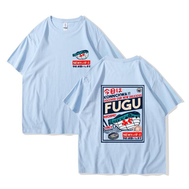 Hip Hop Streetové tričko Harajuku Kanji Zábavná Ryba Harajuku Tričko 2024 Pánské Letní Volné Tričko s Krátkým Rukávem