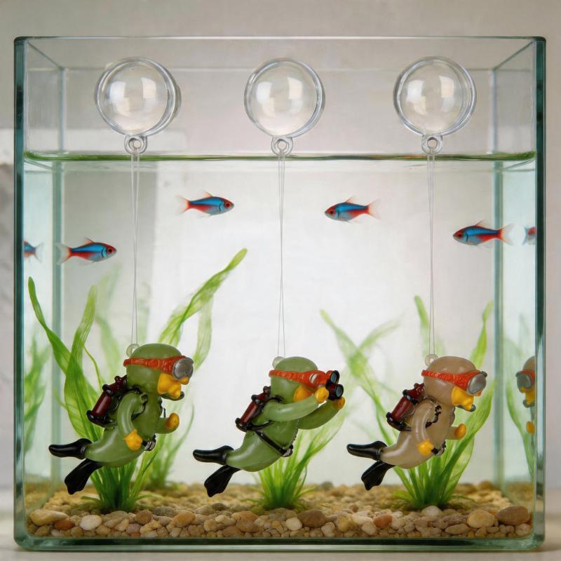 Fish Tank Decoration Pvc Landscaping Small Ornaments Mini Diver Glow Aquarium Decor Floating Ball Aquarium Accessories