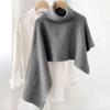 Womens Oversized Knit Cape Sweater Shawl High Neck Warm Thick Winter Cardigan Street Style