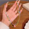 Sweet multicolored rope star beaded multi-layer winding necklace female collarbone chain