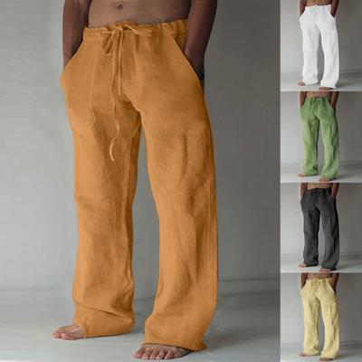 Leinenbekleidung für Herren. Natürliche Leinenhose für Herren. Zeitgenössische, bequeme, hochwertige, weiche Leinenhose in Taschenfarbe