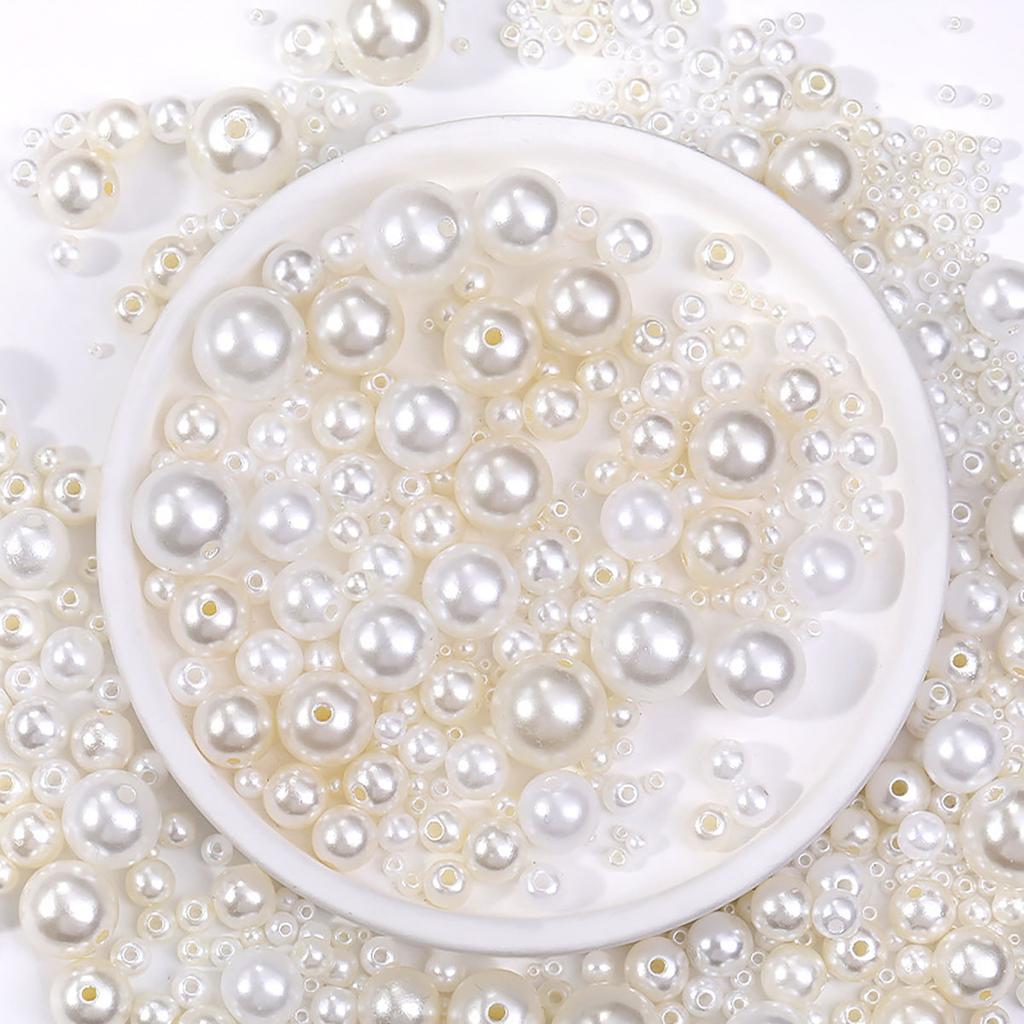 10mm-12mm White Ivory Imitation Pearls Round Pearl Spacer Loose Beads DIY Jewelry Making Necklace Bracelet Earrings Accessories