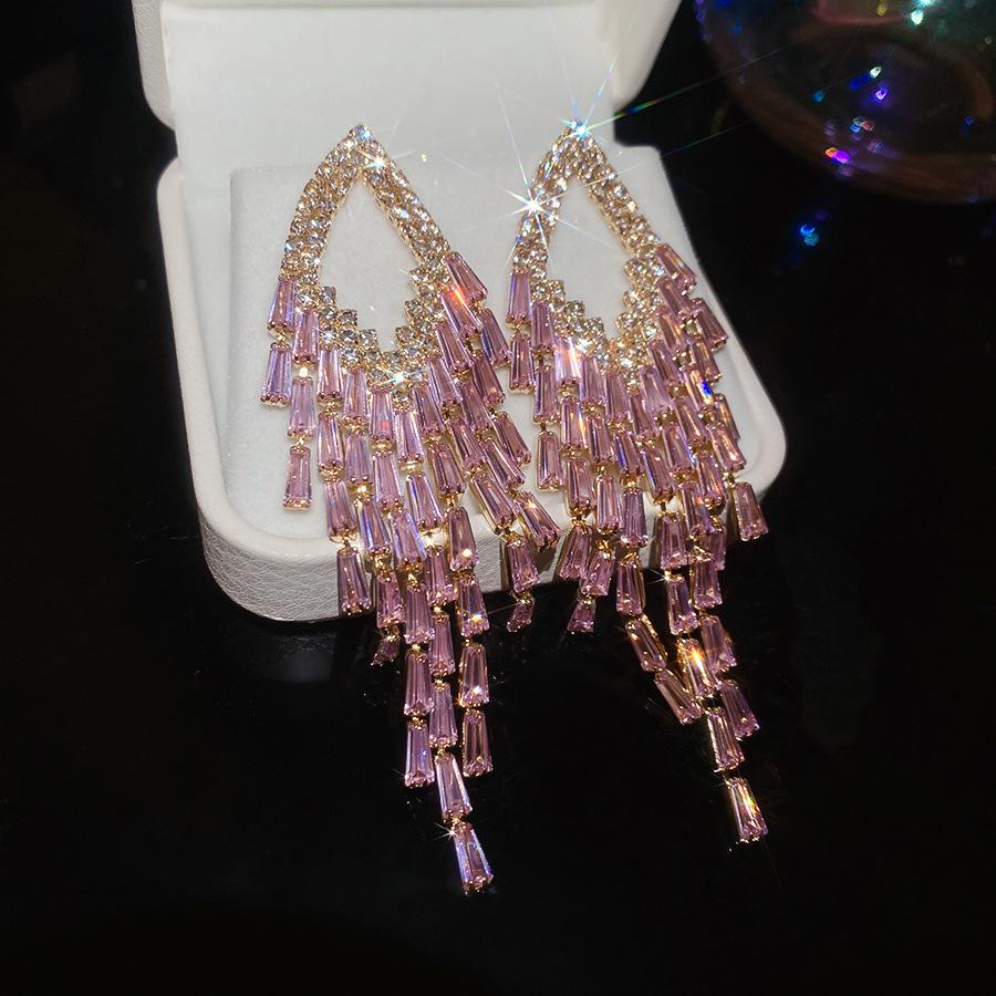 Silver Needle Pink Butterfly Zircon Cutout Stud Earrings - High-End Luxury Fashion Jewelry