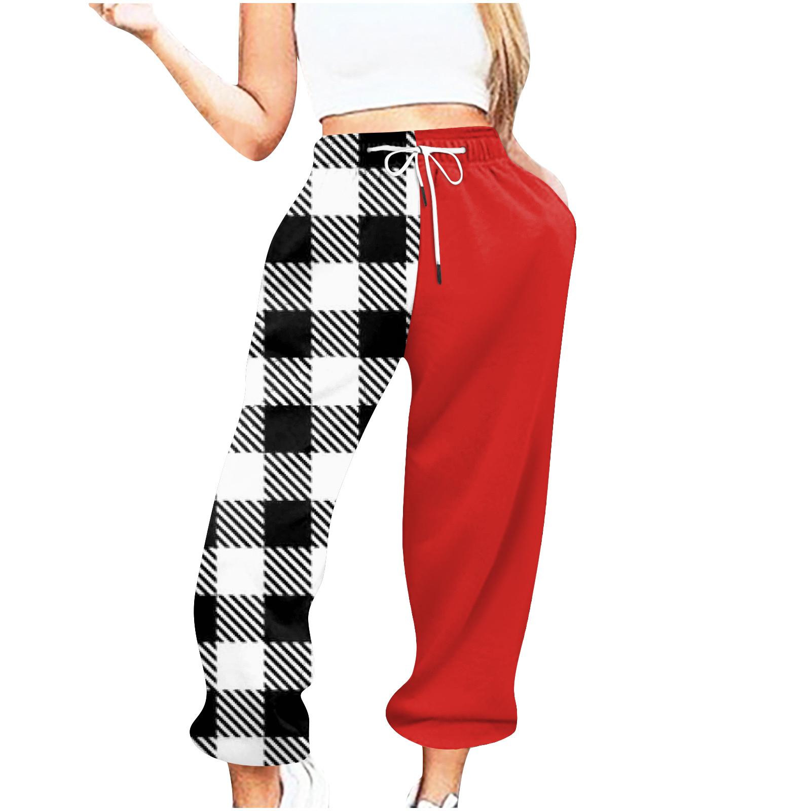 

Женские повседневные модные повседневные брюки с принтом в клетку, брюки с завязками на шнурке XXL белый