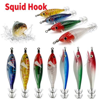 5.7g/8cm Simulation Luminous Squid Jig Hooks Fishing Lures Double Hook Lifelike Squid Hook Fishing Tackles Accessories