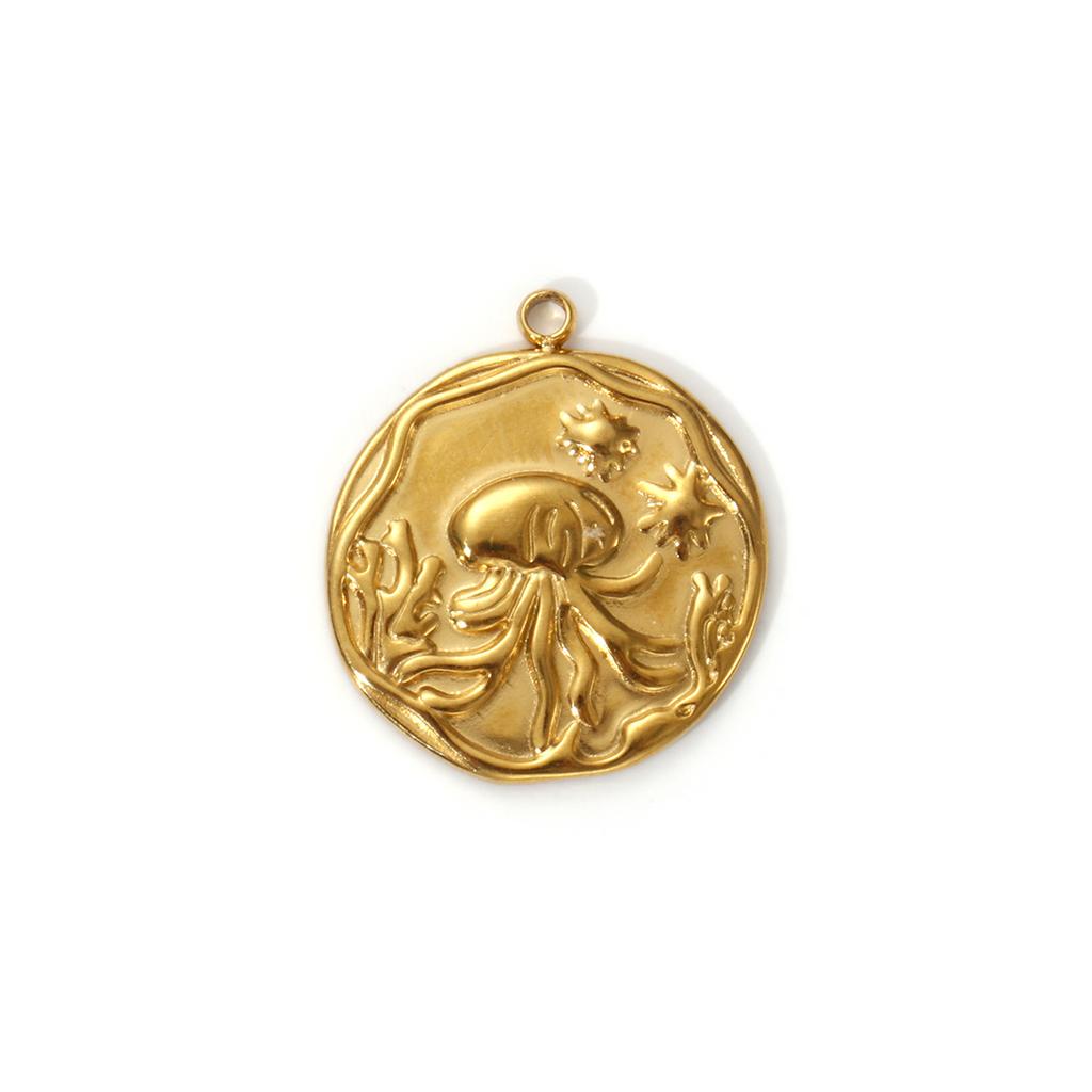 2 PCs 304 Stainless Steel Charms 18K Real Gold Plated Sea Star Conch Shell Fish Lobster Turtle Pendants Forf DIY Jewelry Making