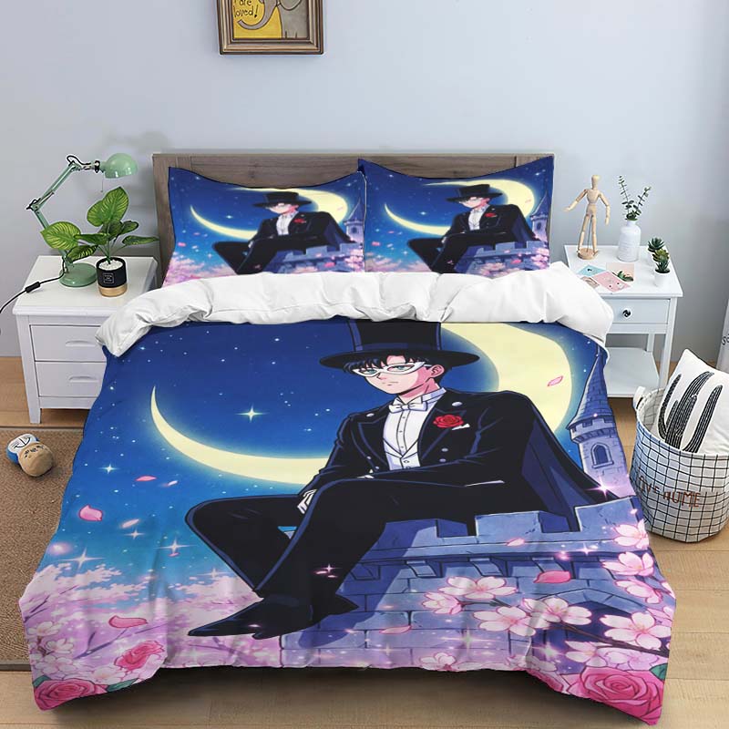 This three-piece bedding set, themed around the classic anime "Sailor Moon," features soft and comfortable duvet and pillowcases