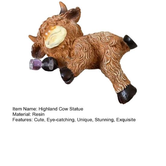 Figura de Vaca de las Tierras Altas Abrazadora de Macetas Divertida Decoración de Maceta de Resina Adorno de Animal de Granja Lindo para Interior Exterior Patio Balcón Jardín Césped