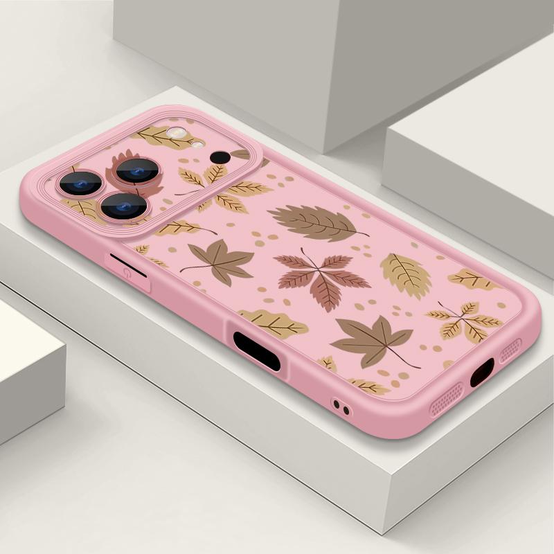 Husă Moale pentru Telefon Frunze de Toamnă Pentru iPhone Air 17 16 15 14 Pro Max 13 12 Pro Max 11 16e Silicon Antișoc Culoare Bomboană TPU Silicon Husă