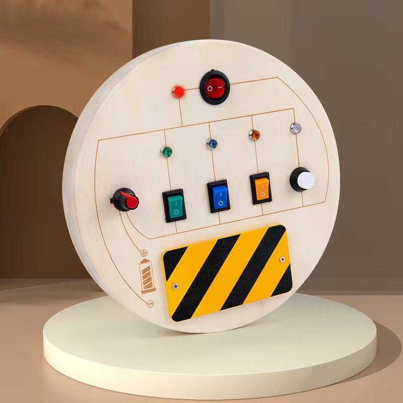 Learning Led Wooden Busy Board With Circuit Switches For Kids Toy Developmental