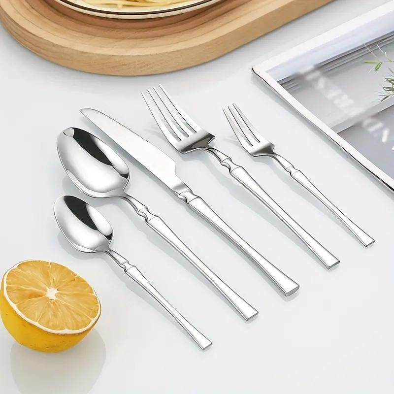 4/6/16/24pcs Stainless Steel Cutlery Small Waist Set Silver Luxury Cutlery Kitchen Items Include a Knife, Fork and Spoon