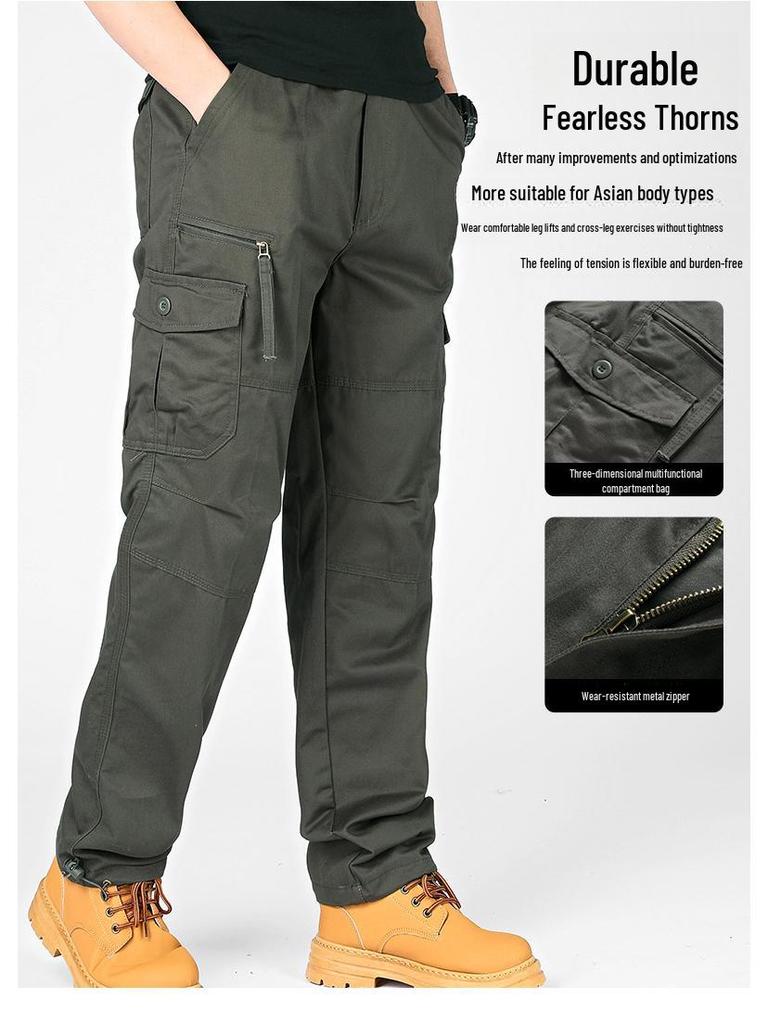 Men's Multi-Pocket Straight Casual Outdoor Pants for Autumn and Winter