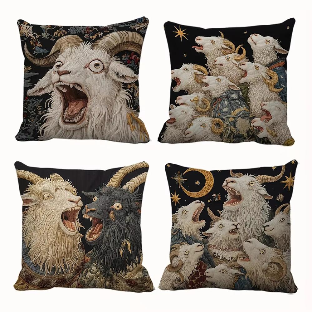 Exquisite Goat Printed Cushion Pillow CaseCovers Fantasy Inspired Sofa Home Room Decor