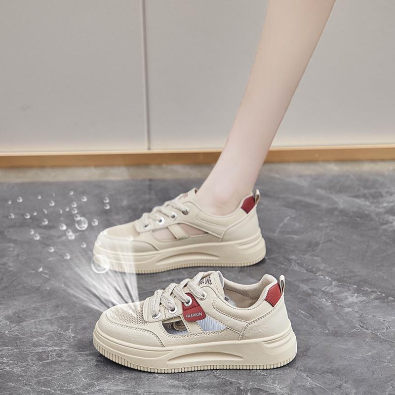 

Hollow thin little white shoes women s 2025 new spring and summer breathable sports sandals thick-soled mesh student board shoes women 40 красный