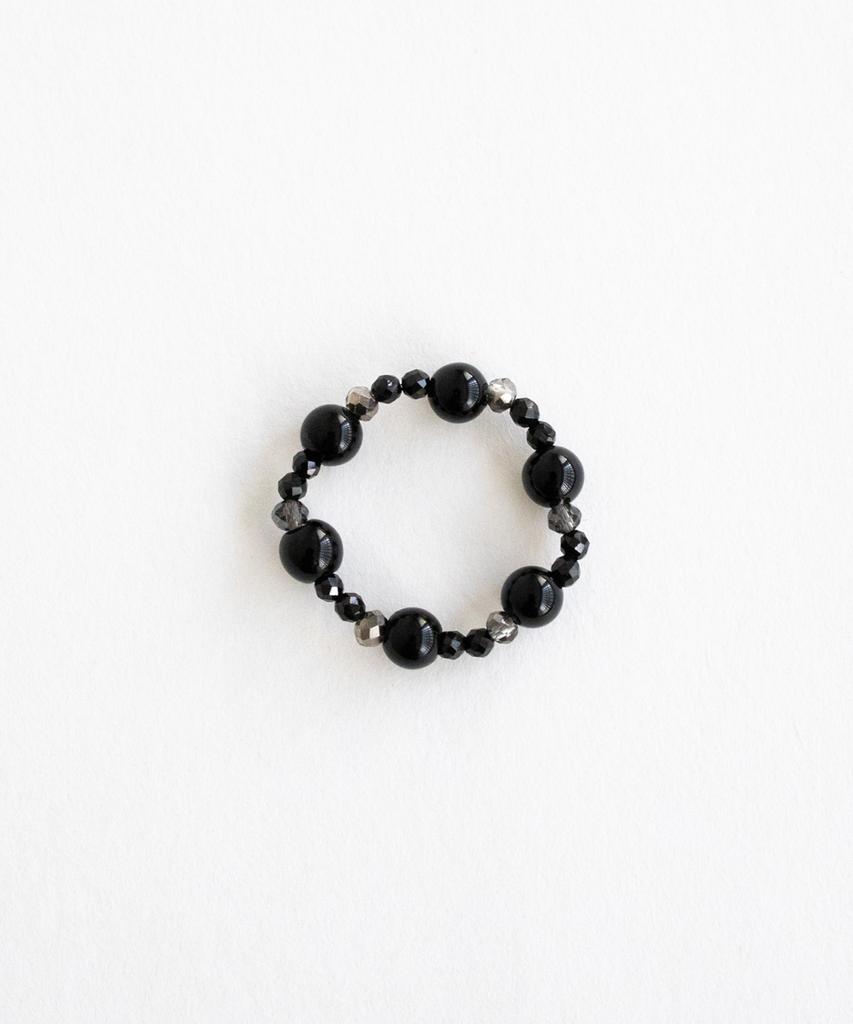 Merrymotive Black Onyx And Crystal Ring