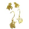 Les Trésors De Lily [P8072] - 2 Pairs of Golden 'Licorne My Unicorn' Steel Earrings - 10x10 Mm and 11x10 Mm