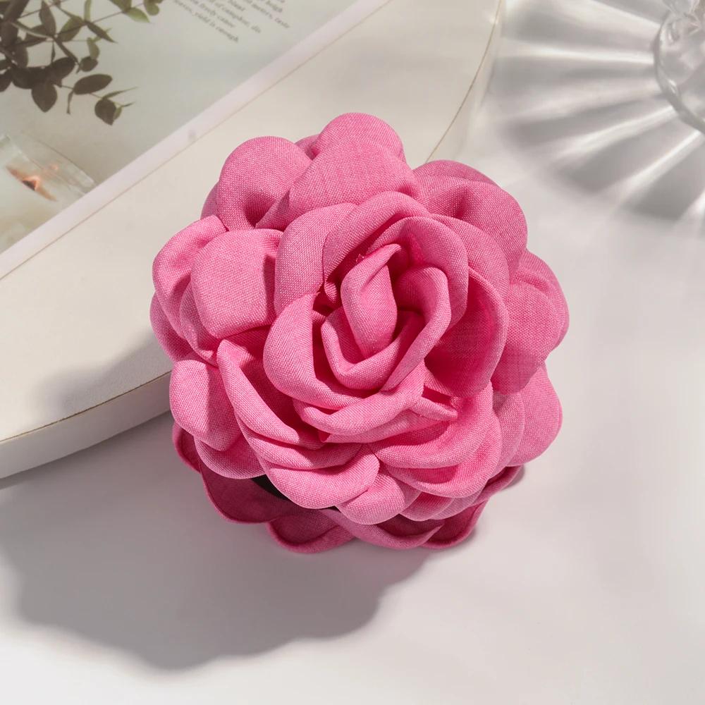 Pinces à cheveux en tissu de coton de taille moyenne, 16 couleurs, en forme de fleur de rose, pour femmes, pinces coréennes en forme de requin, accessoires pour cheveux