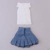 Weißes Strick-Off-Shoulder-Pullover-Set für 1/6 Licca OB Puppen & Blau