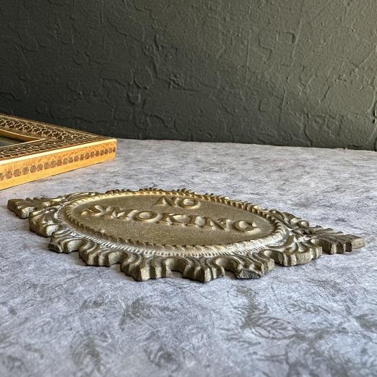 Vintage Ornamentalt Messing Røyking Forbudt Skilt Veggplakett