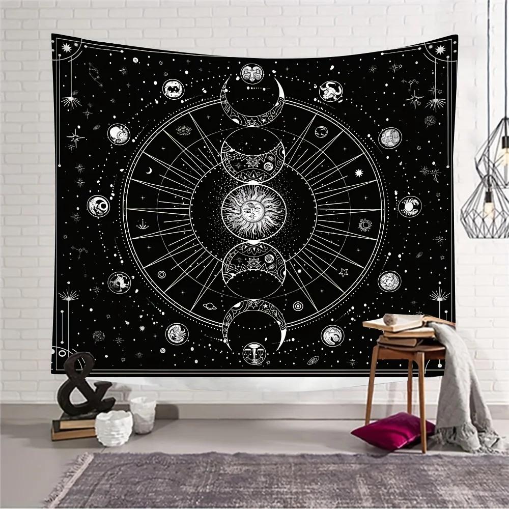 

Sun Moon Horoscope Divination Printed Tapestry Home Room Decor Wall Hanging Tapestry 74x94cm(29x37in)